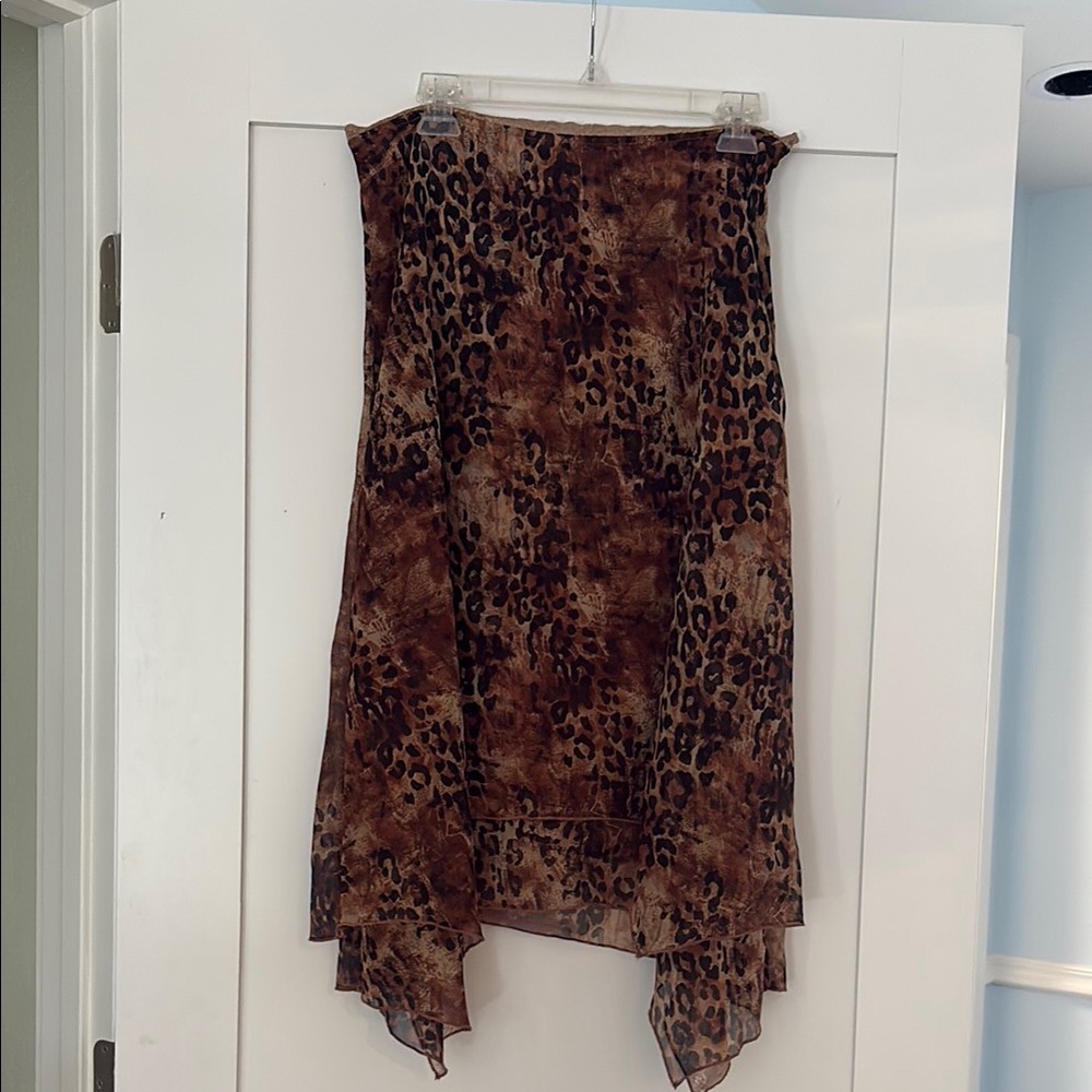Free People Animal Print Midi Skirt - Brown